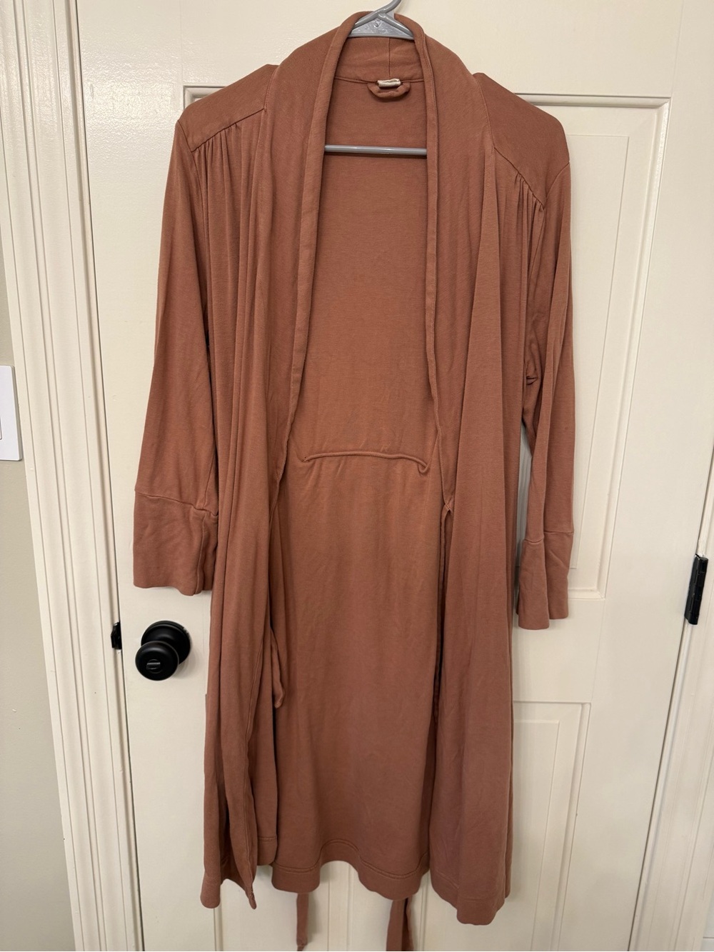 Women's Long Open-Front Robe in Rust